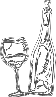 Copa junto botella de vino